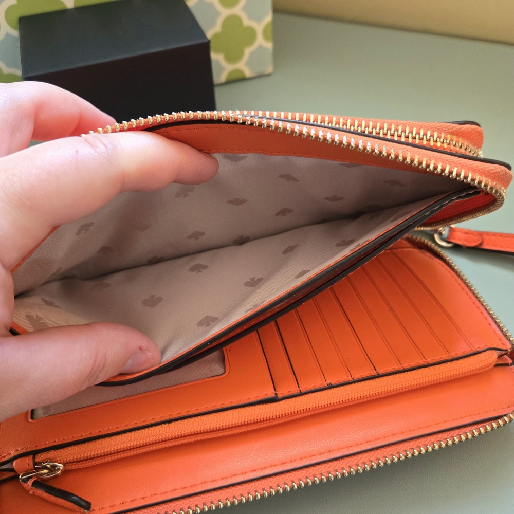 KATE SPADE Grove Street Anita Double Zip Wristlet Wallet in Orange - Picture 9 of 14